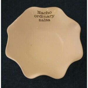 Mud Pie White Ceramic Dip Bowl Nacho Ordinary Salsa New